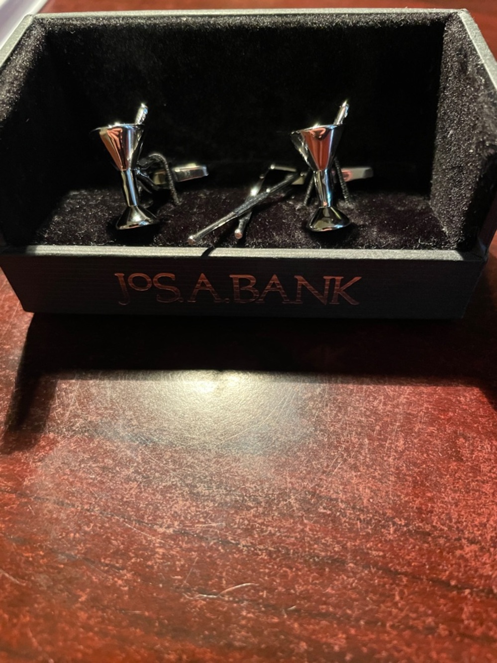 Jos. A. Bank Silver Martini Shaker Cuff Links with Tie bar